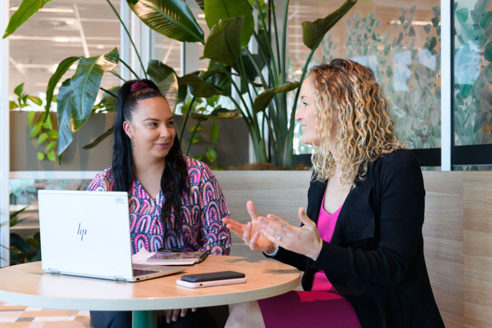 Isabella and Emma from Revenue NSW having a meeting