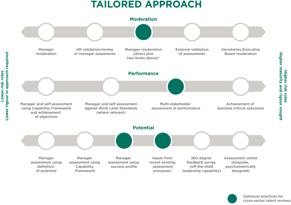 Diagram showing tailored approach to talent review in the public sector