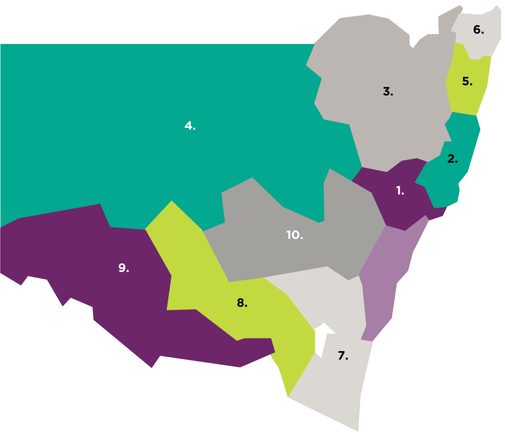 A map of the NSW regions