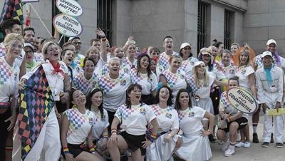 Photograph of NSW public sector staff participating in the 2020 Mardi Gras March in Sydney